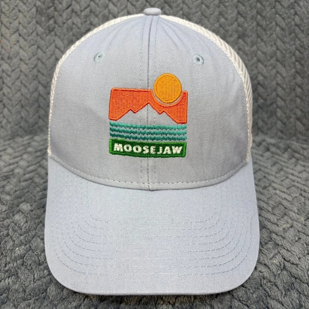 Moosejaw Ouray Sportswear Trucker Hat Blue Mesh Snapback Mountain Graphic Cap